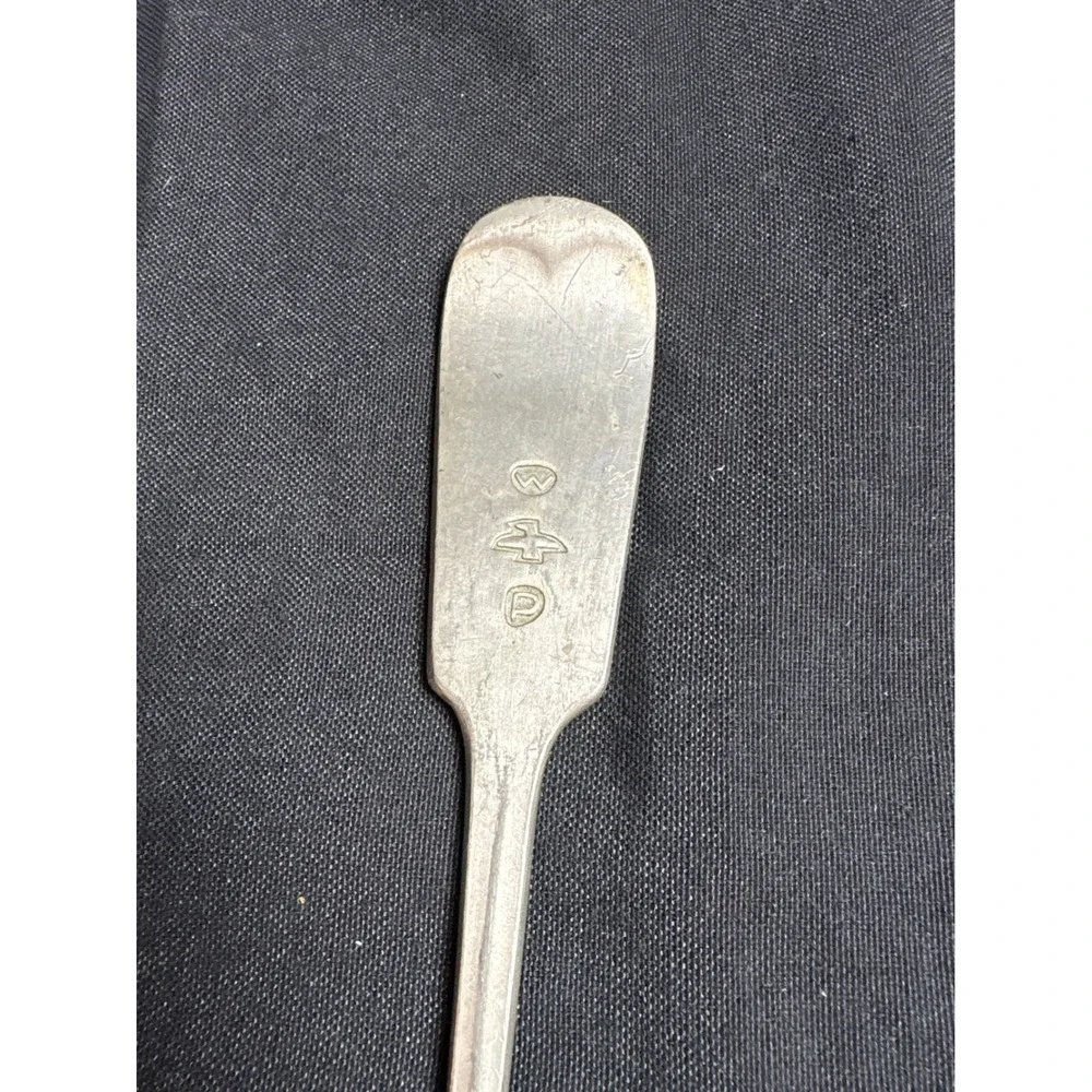 Antique‎ Pewter Soup Ladle Fiddle Handle Touchmarked Early American Primitive